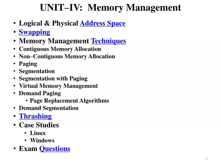 unit iv memory management