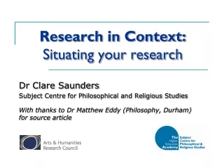 Research in Context: Situating your research