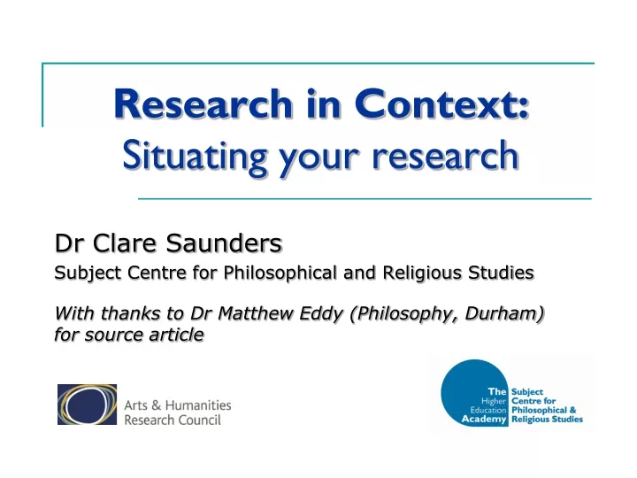 research in context situating your research