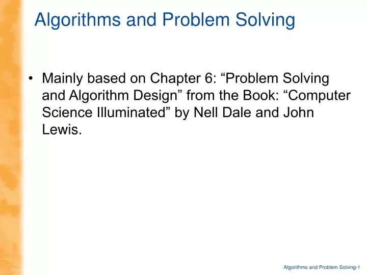 algorithms and problem solving
