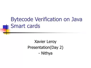 Bytecode Verification on Java Smart cards