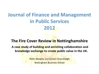 Journal of Finance and Management in Public Services 2012