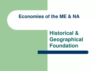 Economies of the ME &amp; NA
