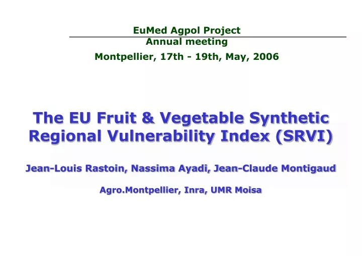 eumed agpol project annual meeting montpellier