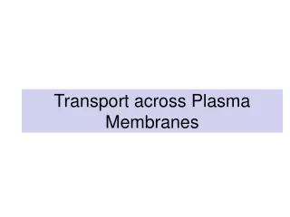 Transport across Plasma Membranes