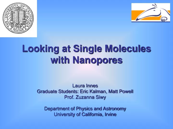 looking at single molecules with nanopores