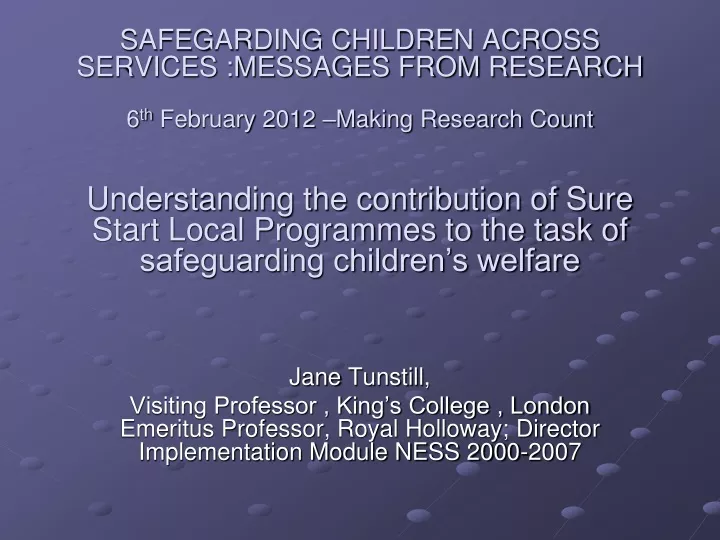 safegarding children across services messages