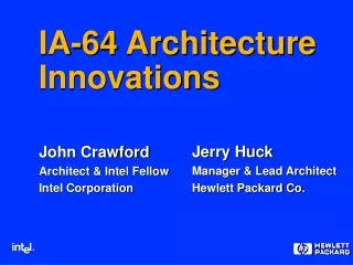 IA-64 Architecture Innovations