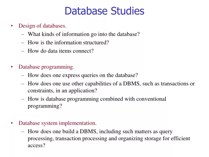 database studies