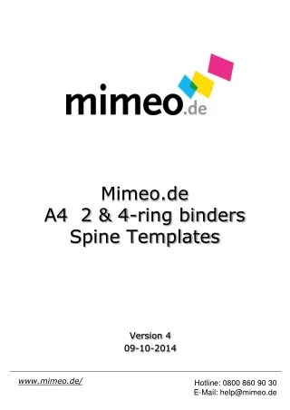 Mimeo.de A4  2 &amp; 4-ring binders Spine Templates