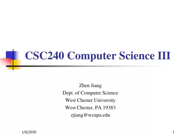 zhen jiang dept of computer science west chester university west chester pa 19383 zjiang@wcupa edu