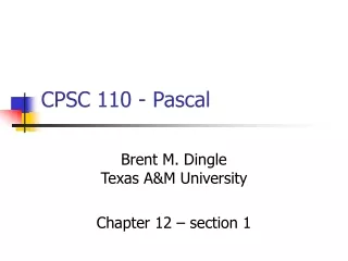 CPSC 110 - Pascal