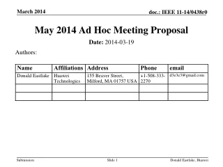 May 2014 Ad Hoc Meeting Proposal