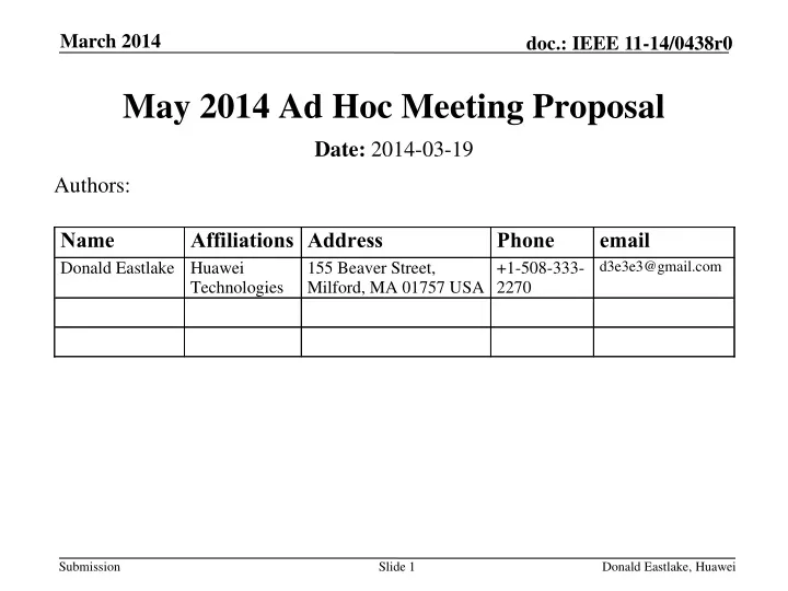 may 2014 ad hoc meeting proposal