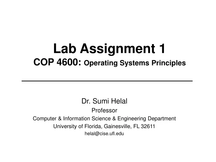 lab assignment 1 cop 4600 operating systems