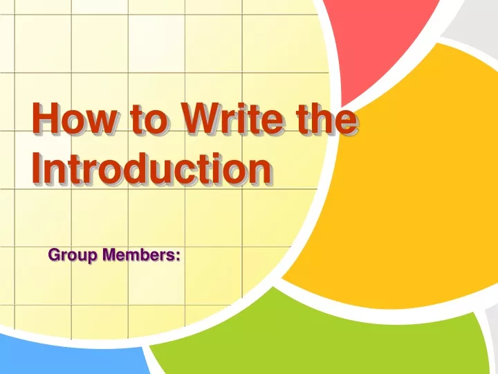 how to write the introduction