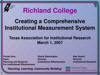 Creating a Comprehensive Institutional Measurement System