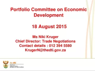 Portfolio Committee on Economic Development  18 August 2015