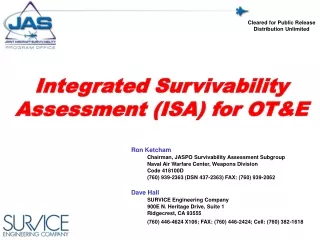 Integrated Survivability Assessment (ISA) for OT&amp;E