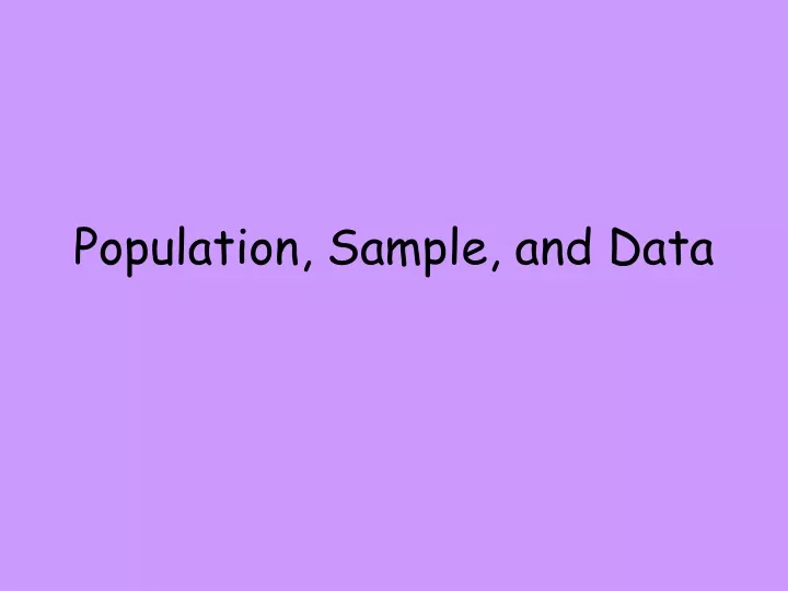 population sample and data