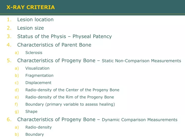 x ray criteria