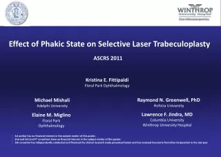 Effect of Phakic State on Selective Laser Trabeculoplasty