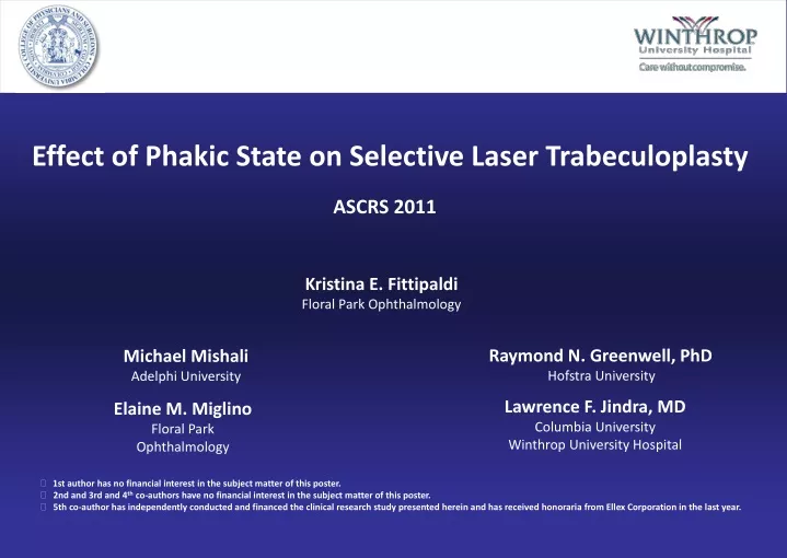 effect of phakic state on selective laser trabeculoplasty