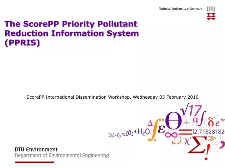 the scorepp priority pollutant reduction information system ppris
