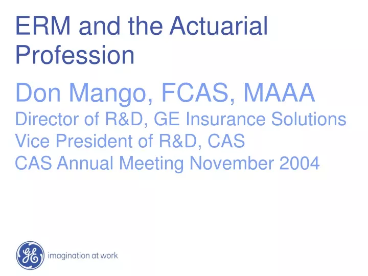 erm and the actuarial profession