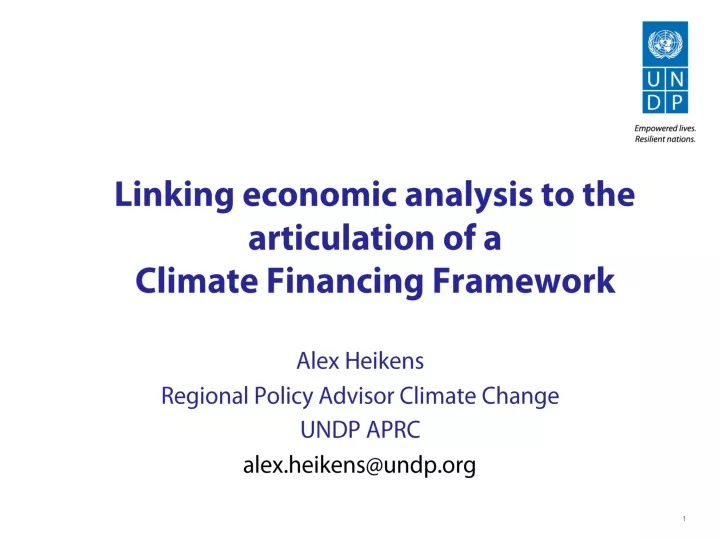 linking economic analysis to the articulation of a climate financing framework