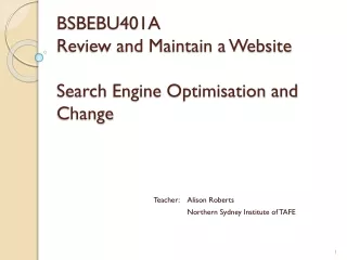BSBEBU401A Review and Maintain a Website Search Engine Optimisation and Change