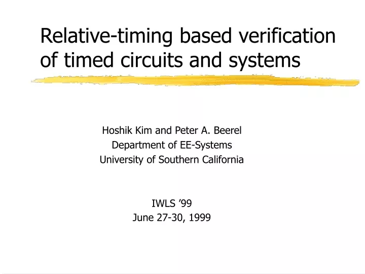 relative timing based verification of timed circuits and systems