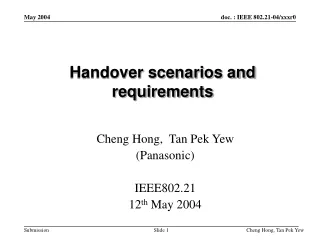Handover scenarios and requirements