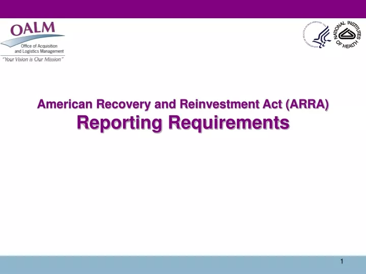 american recovery and reinvestment act arra reporting requirements