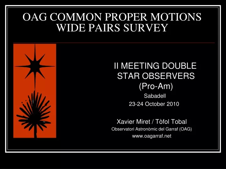 oag common proper motions wide pairs survey