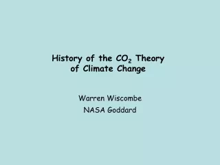 History of the CO 2  Theory of Climate Change