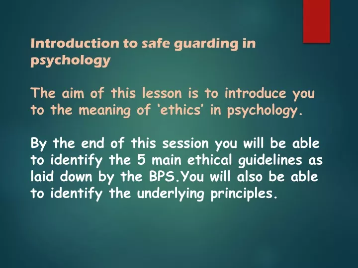 introduction to safe guarding in psychology