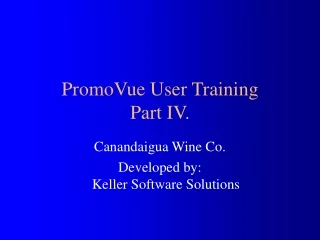 PromoVue User Training Part IV.