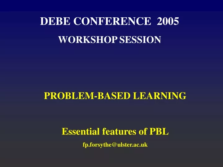 debe conference 2005 workshop session