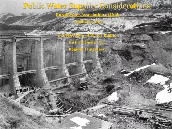 public water supplier considerations rural water