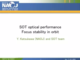 SOT optical performance Focus stability in orbit