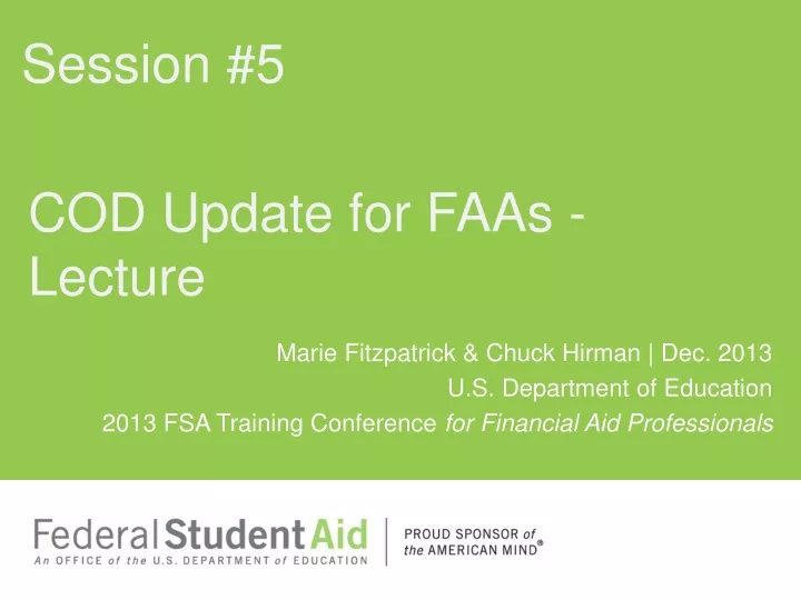 cod update for faas lecture