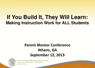If You Build It, They Will Learn: Making Instruction Work for ALL Students