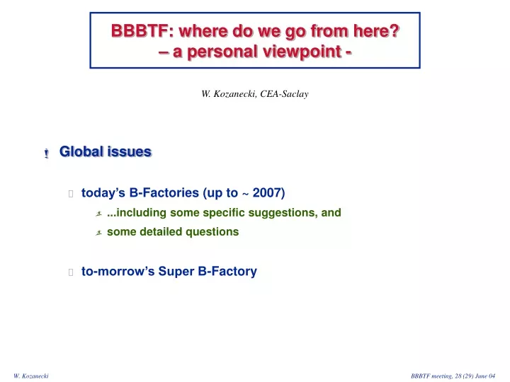 bbbtf where do we go from here a personal viewpoint