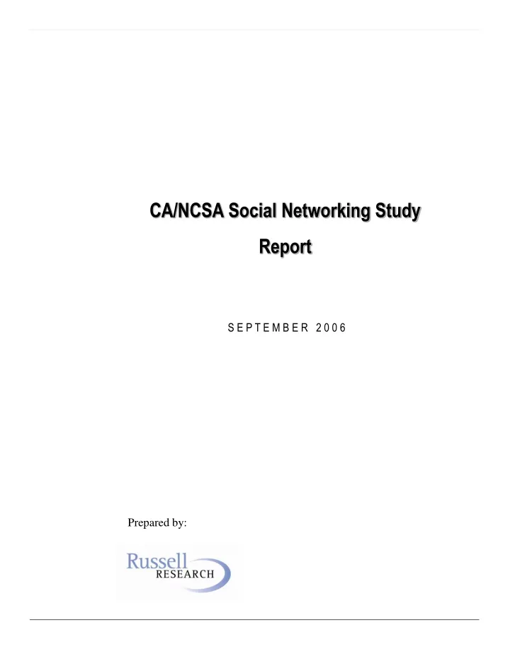 ca ncsa social networking study report