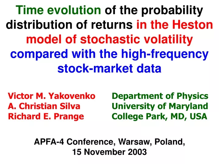 time evolution of the probability distribution
