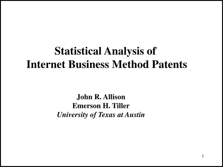 statistical analysis of internet business method