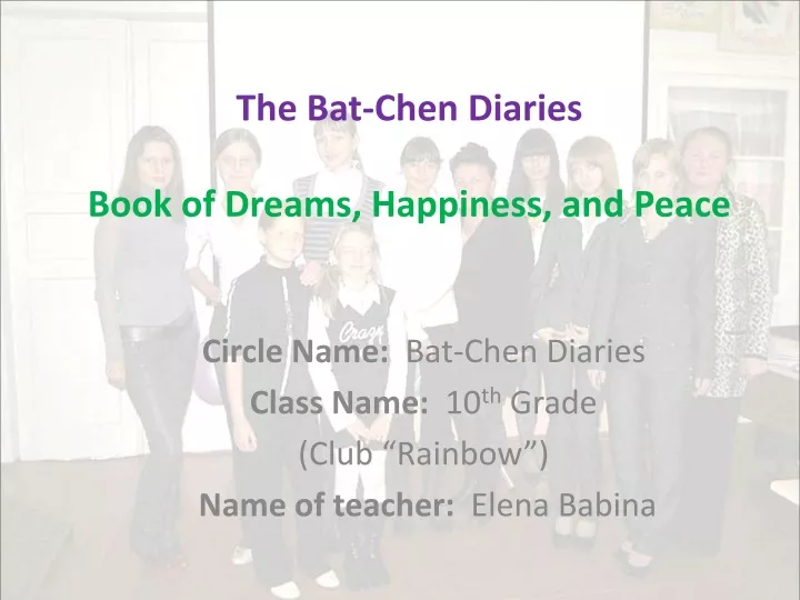 the bat chen diaries book of dreams happiness and peace