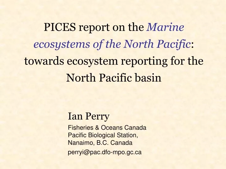 pices report on the marine ecosystems
