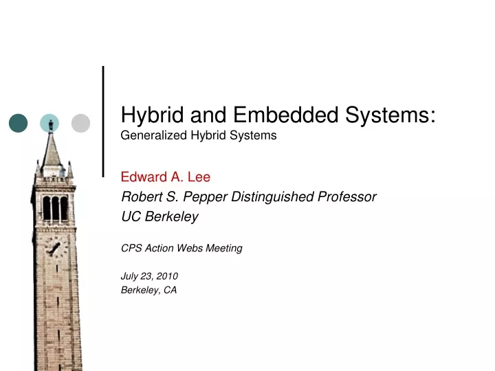 hybrid and embedded systems generalized hybrid systems